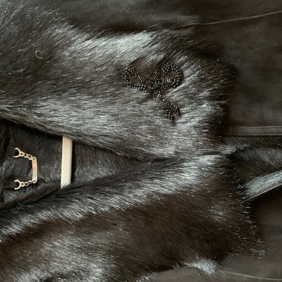 Prima Pelle Genuine Toscana Shearling Lamb Fur Coat with beadwork, Size M - Picture 3 of 7